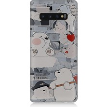 Teknomeg Samsung Galaxy S10 Plus Uyumlu Yaramaz Kutup Ayısı Desenli Silikon Kılıf