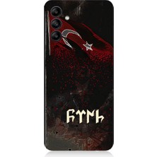 Teknomeg Samsung Galaxy M14 Uyumlu Bayrak ve Göktürkçe Türk Desenli Silikon Kılıf