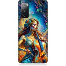 Teknomeg Samsung Galaxy S20 Fe Uyumlu Viyolonsel Çalan Kadın Desenli Silikon Kılıf