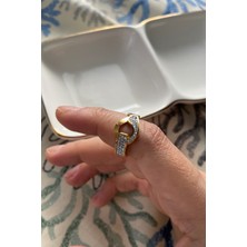 Fuya Design Taşlı Geçişli Çelik Yüzük
