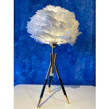 Valle De Diseno Gerçek Kuş Tüyü Tripod Anka Abajur 2'li Paket