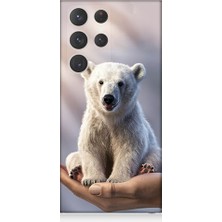 Teknomeg Samsung Galaxy S23 Ultra Uyumlu Sevimli Kutup Ayısı  Desenli Silikon Kılıf