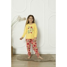 Mutlu City Yeni Sezon  Pamuk Kız Çocuk Garson Uzun Kollu Meyve Figürlü Penye Pijama Takımı 6072