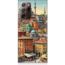 Teknomeg Samsung Galaxy Note 20 Ultra Uyumlu Eski Cami ve Mahalle Desenli Silikon Kılıf