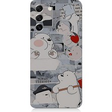 Teknomeg Samsung Galaxy S21 Fe Uyumlu Yaramaz Kutup Ayısı Desenli Silikon Kılıf