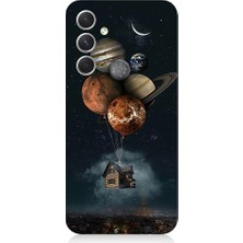 Teknomeg Samsung Galaxy S24 Plus Uyumlu Gezegenler ve Uçan Ev Desenli Silikon Kılıf