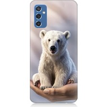 Teknomeg Samsung Galaxy M52 Uyumlu Sevimli Kutup Ayısı  Desenli Silikon Kılıf