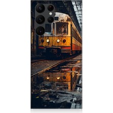 Teknomeg Samsung Galaxy S22 Ultra Uyumlu Eski  Metro Istasyonu ve Tren Desenli Silikon Kılıf