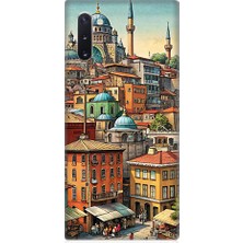 Teknomeg Samsung Galaxy Note 10 Uyumlu Eski Cami ve Mahalle Desenli Silikon Kılıf