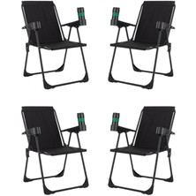 Armarks 4 Adet Kamp Sandalyesi, Katlanır Kamp Sandalyesi, Bardaklıklı Kamp Sandalyesi, Plaj Piknik Sandalyes