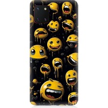 Teknomeg Samsung Galaxy Note 10 Lite Uyumlu Tuhaf Smiley'ler Desenli Silikon Kılıf