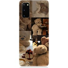 Teknomeg Samsung Galaxy S20 Uyumlu Sevgili Aşık Ayılar Desenli Silikon Kılıf