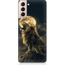 Teknomeg Samsung Galaxy S21 Uyumlu Kükreyen Aslan Desenli Silikon Kılıf