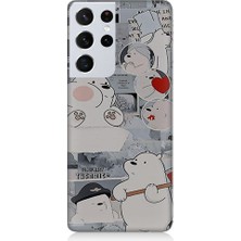 Teknomeg Samsung Galaxy S21 Ultra Uyumlu Yaramaz Kutup Ayısı Desenli Silikon Kılıf