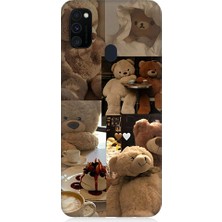 Teknomeg Samsung Galaxy M30S Uyumlu Sevgili Aşık Ayılar Desenli Silikon Kılıf