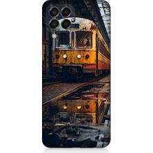 Teknomeg Samsung Galaxy M33 Uyumlu Eski Sarı Tren Desenli Silikon Kılıf