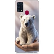 Teknomeg Samsung Galaxy M31 Uyumlu Sevimli Kutup Ayısı  Desenli Silikon Kılıf