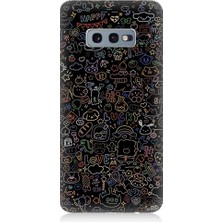 Teknomeg Samsung Galaxy S10E Uyumlu 8 Bit Sevimli Karakterler Desenli Silikon Kılıf