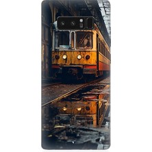 Teknomeg Samsung Galaxy Note 8 Uyumlu Eski Sarı Tren Desenli Silikon Kılıf