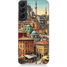 Teknomeg Samsung Galaxy S22 Plus Uyumlu Eski Cami ve Mahalle Desenli Silikon Kılıf