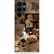 Teknomeg Samsung Galaxy S22 Ultra Uyumlu Sevgili Aşık Ayılar Desenli Silikon Kılıf