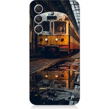 Teknomeg Samsung Galaxy S23 Fe Uyumlu Eski Sarı Tren Desenli Silikon Kılıf