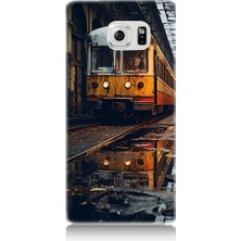 Teknomeg Samsung Galaxy Note 5 Uyumlu Eski Sarı Tren Desenli Silikon Kılıf