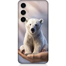 Teknomeg Samsung Galaxy S23 Uyumlu Sevimli Kutup Ayısı  Desenli Silikon Kılıf