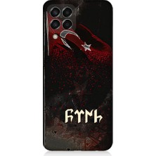 Teknomeg Samsung Galaxy M33 Uyumlu Bayrak ve Göktürkçe Türk Desenli Silikon Kılıf