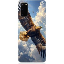 Teknomeg Samsung Galaxy S20 Uyumlu Gökyüzünde Uçan Kartal Desenli Silikon Kılıf
