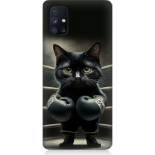 Teknomeg Samsung Galaxy M51 Uyumlu Boksör Kedi Desenli Silikon Kılıf