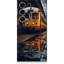 Teknomeg Samsung Galaxy S24 Ultra Uyumlu Eski  Metro Istasyonu ve Tren Desenli Silikon Kılıf