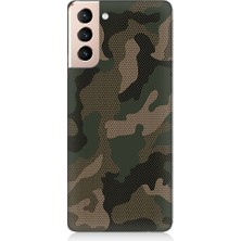 Teknomeg Samsung Galaxy S21 Plus Uyumlu Kamuflaj Desenli Silikon Kılıf