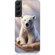 Teknomeg Samsung Galaxy S22 Plus Uyumlu Sevimli Kutup Ayısı  Desenli Silikon Kılıf