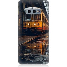 Teknomeg Samsung Galaxy S10E Uyumlu Eski Sarı Tren Desenli Silikon Kılıf