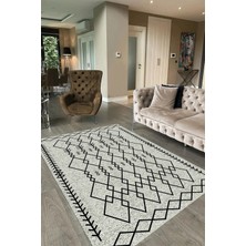 Napoli Home Dijital Baskılı Kaymaz Taban Yıkanabilir Iskandinav Yolluk Salon Halısı, N-Iskandinav-17-Gri,