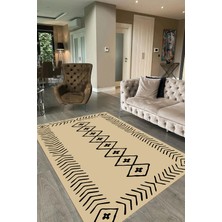 Napoli Home Dijital Baskılı Kaymaz Taban Yıkanabilir Iskandinav Yolluk Salon Halısı, N-Iskandinav-03-Krem,