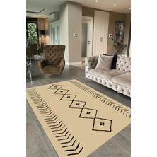 Napoli Home Dijital Baskılı Kaymaz Taban Yıkanabilir Iskandinav Yolluk Salon Halısı, N-Iskandinav-02-Krem,