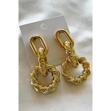 NV Jewellery Gold Burgu Iç Içe Geçmiş Halka Vintage Küpe