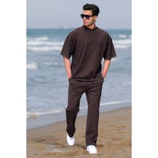 Yakamel Erkek Kısa Kollu Oversize Eşofman Takımı