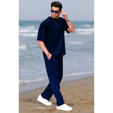 Yakamel Erkek Kısa Kollu Bol Kesim Pijama Takımı