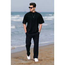 Yakamel Erkek Kısa Kollu Bol Kesim Pijama Takımı