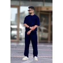 Yakamel Erkek Bol Kesim Yazlık T-Shirt Eşofman Takımı