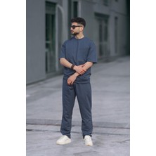 Yakamel Erkek Bol Kesim Yazlık T-Shirt Eşofman Takımı