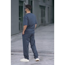 Yakamel Erkek Bol Kesim Yazlık T-Shirt Eşofman Takımı