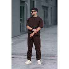 Yakamel Erkek Bol Kesim Yazlık T-Shirt Eşofman Takımı