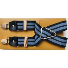 Kemer Sepeti 4 Klipsli Siyah Gri Çizgili Pantolon Askısı