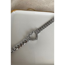 Fuya Design Içi Boş Kalp Çelik Bileklik (Silver)