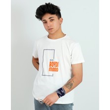 Boydimood The Boydimood Baskılı Oversize Beyaz Tişört