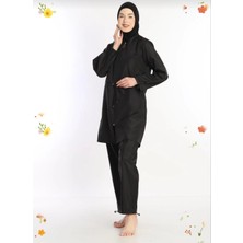Leylim Tam Kapalı Su Iticili Hızla Kuruyan Likralı Başörtü Fermuarlı Paraşüt Tesettür Mayo 4 Parça